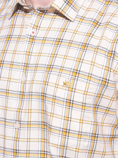 Yellow Tartan Check 100% Cotton Shirt-Men Shirts-Crimsoune Club