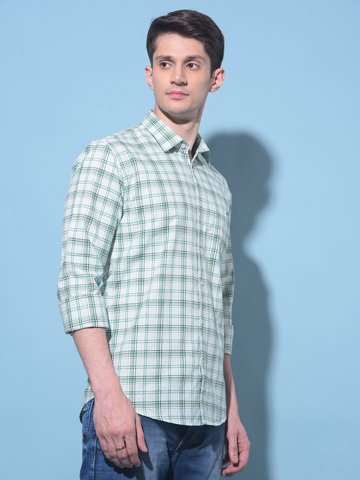 Green Tartan Check 100% Cotton Shirt-Men Shirts-Crimsoune Club