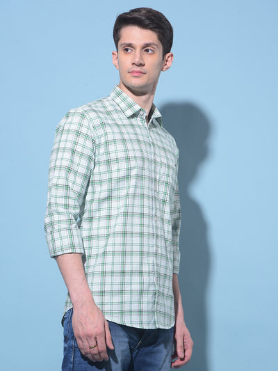 Green Tartan Check 100% Cotton Shirt-Men Shirts-Crimsoune Club