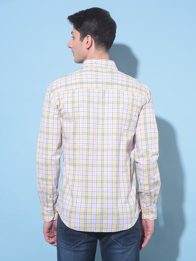 Yellow Tartan Check 100% Cotton Shirt-Men Shirts-Crimsoune Club