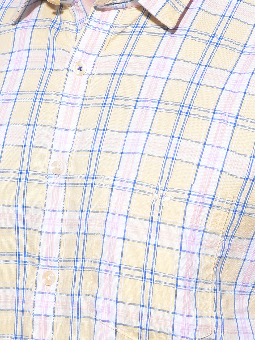 Yellow Tartan Check 100% Cotton Shirt-Men Shirts-Crimsoune Club