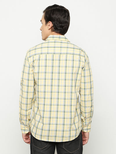 Yellow Tartan Check 100% Cotton Shirt-Men Shirts-Crimsoune Club