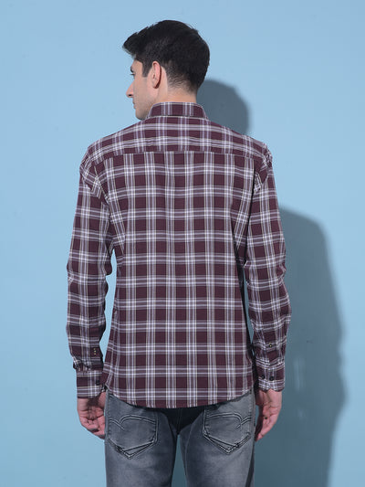 Brown Tartan Check 100% Cotton Shirt-Men Shirts-Crimsoune Club