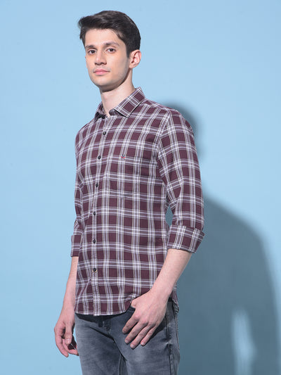 Brown Tartan Check 100% Cotton Shirt-Men Shirts-Crimsoune Club