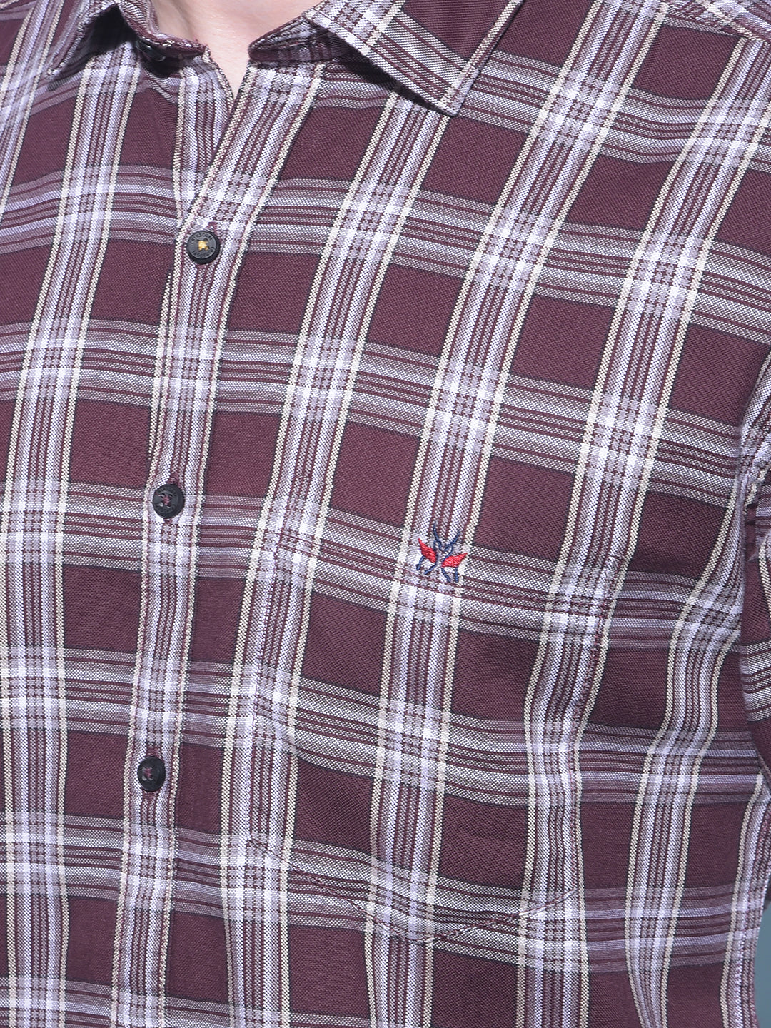 Brown Tartan Check 100% Cotton Shirt-Men Shirts-Crimsoune Club