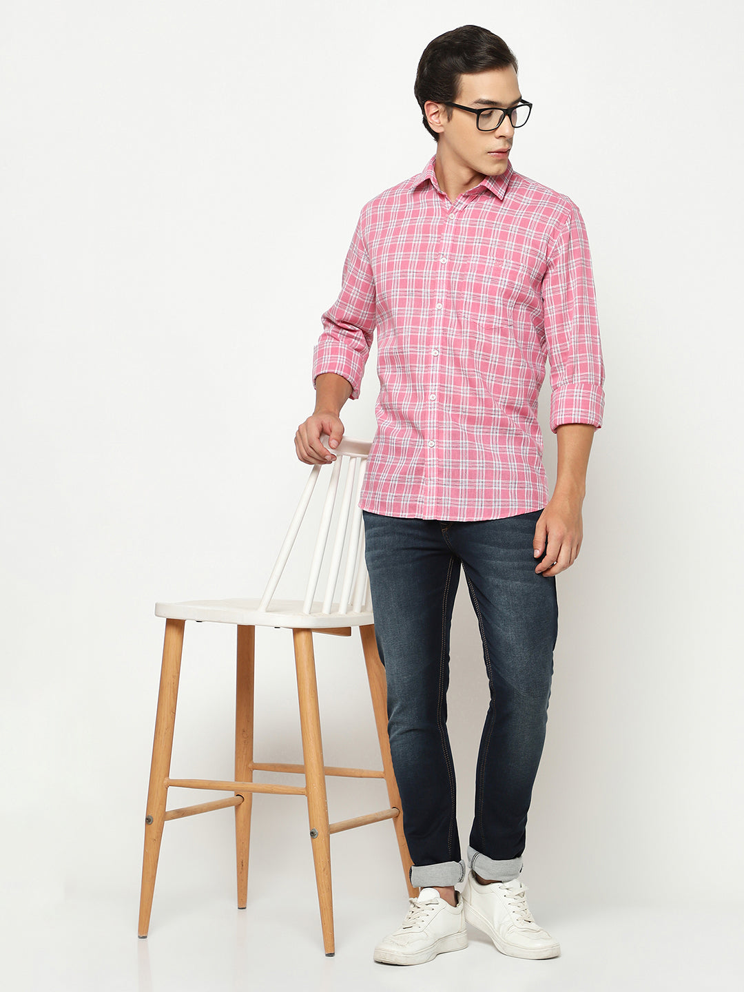 Pink Tartan Check Shirt-Men Shirts-Crimsoune Club