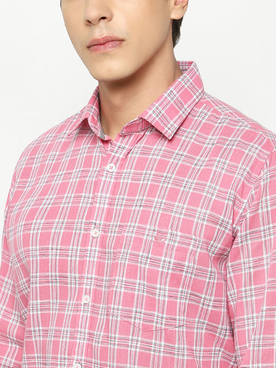 Pink Tartan Check Shirt-Men Shirts-Crimsoune Club