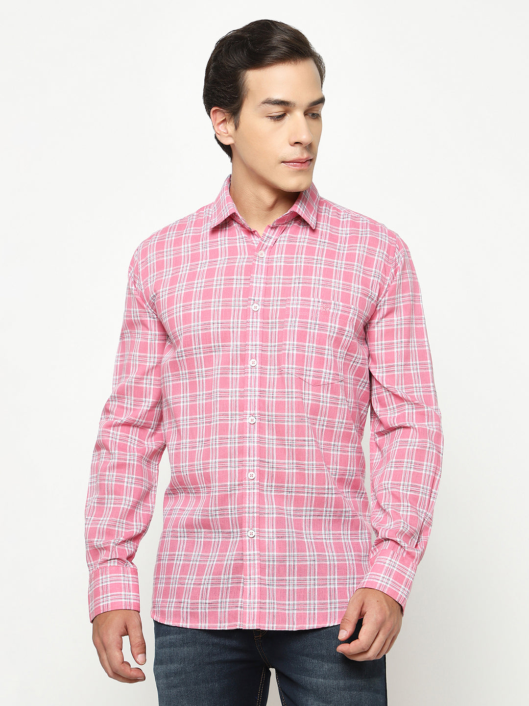 Pink Tartan Check Shirt-Men Shirts-Crimsoune Club
