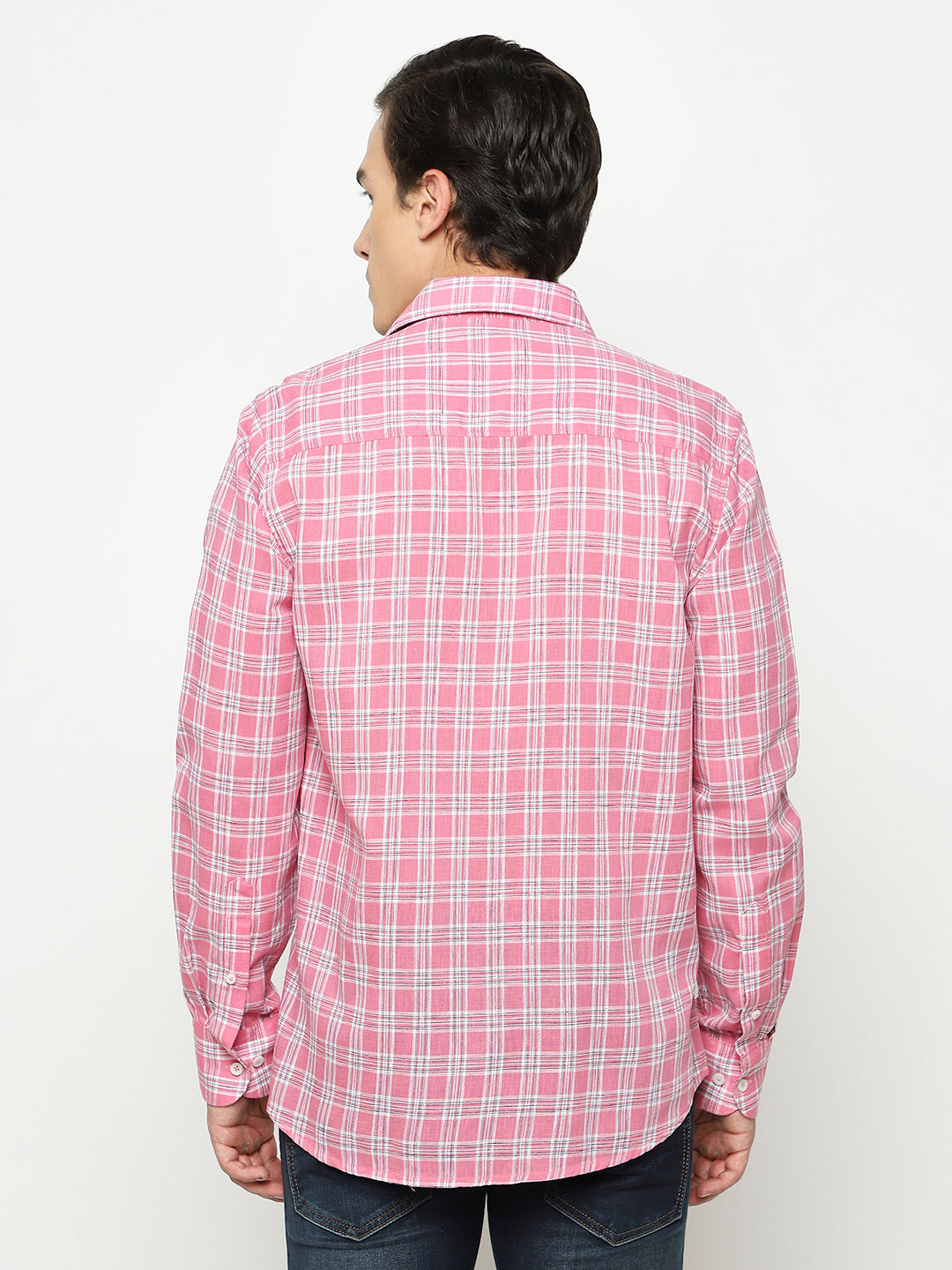 Pink Tartan Check Shirt-Men Shirts-Crimsoune Club