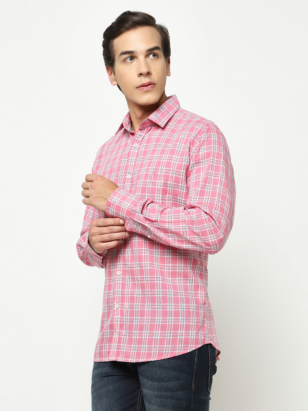 Pink Tartan Check Shirt-Men Shirts-Crimsoune Club