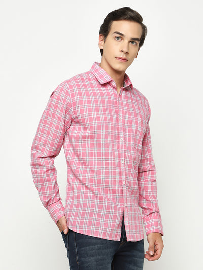 Pink Tartan Check Shirt-Men Shirts-Crimsoune Club