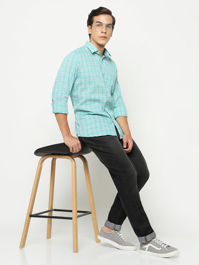 Green Tartan Check Shirt-Men Shirts-Crimsoune Club