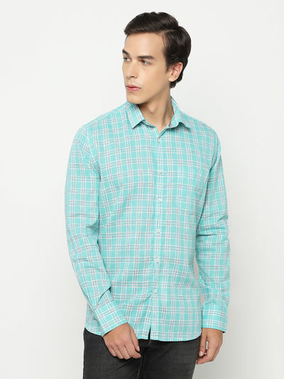 Green Tartan Check Shirt-Men Shirts-Crimsoune Club