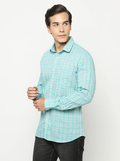 Green Tartan Check Shirt-Men Shirts-Crimsoune Club