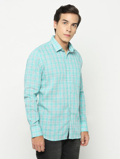 Green Tartan Check Shirt-Men Shirts-Crimsoune Club