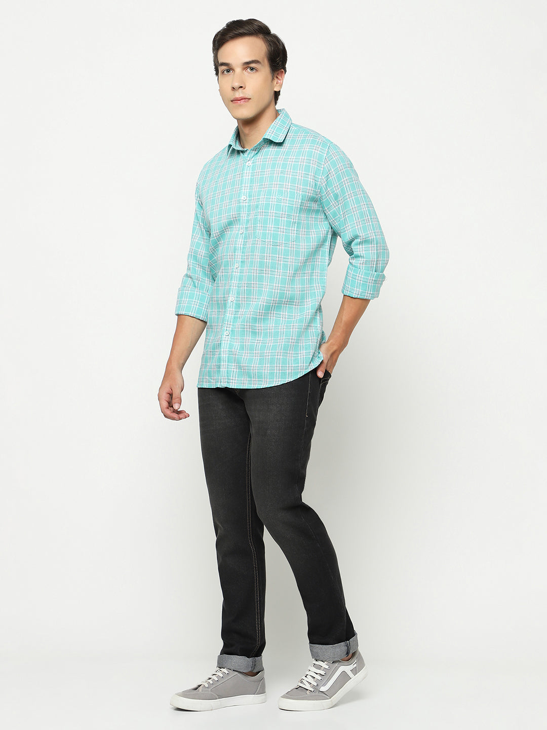 Green Tartan Check Shirt-Men Shirts-Crimsoune Club