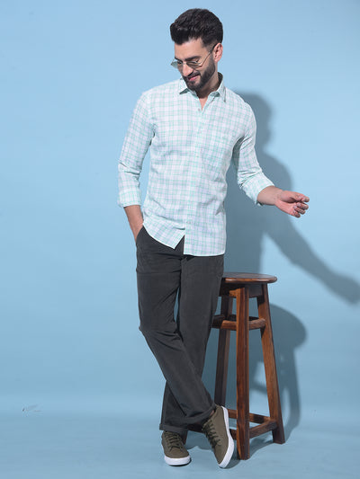 Green Tartan Check Cotton Shirt-Men Shirts-Crimsoune Club