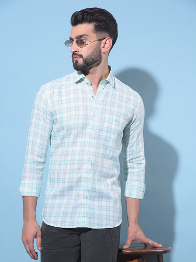 Green Tartan Check Cotton Shirt-Men Shirts-Crimsoune Club