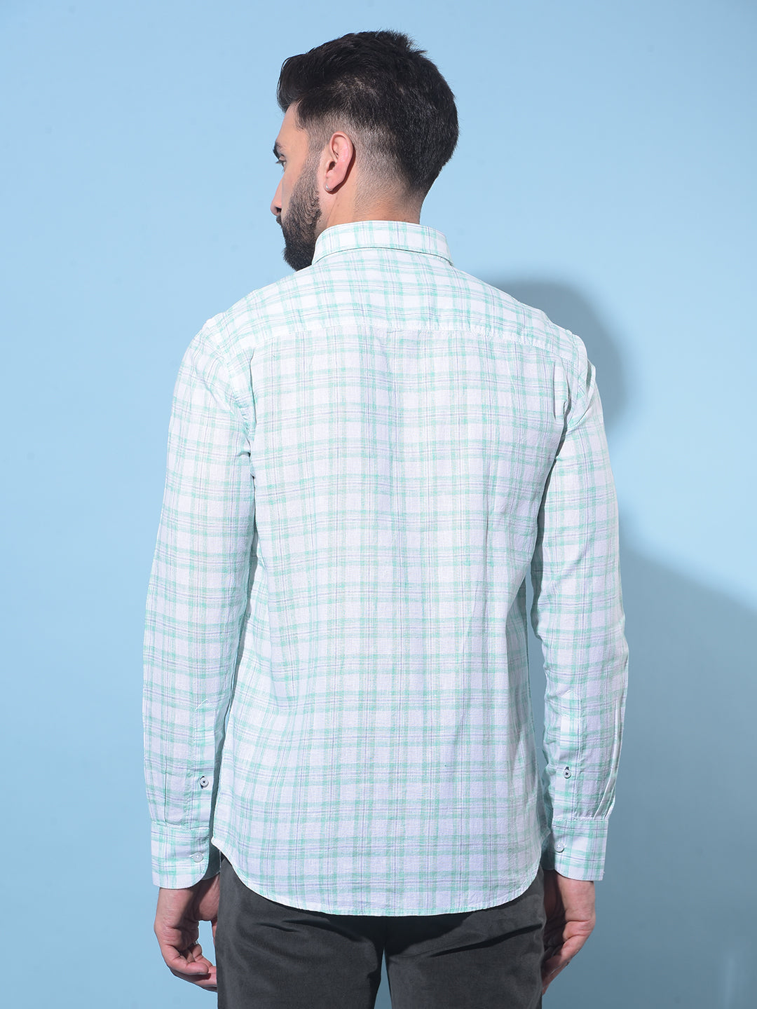 Green Tartan Check Cotton Shirt-Men Shirts-Crimsoune Club