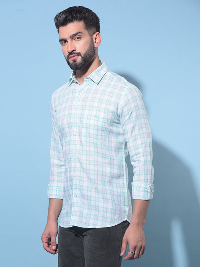 Green Tartan Check Cotton Shirt-Men Shirts-Crimsoune Club