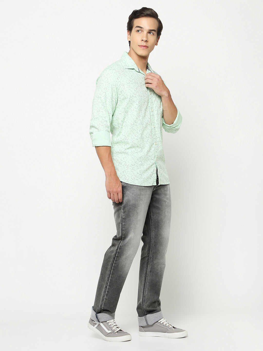 Green Printed 100% Cotton Shirt-Men Shirts-Crimsoune Club