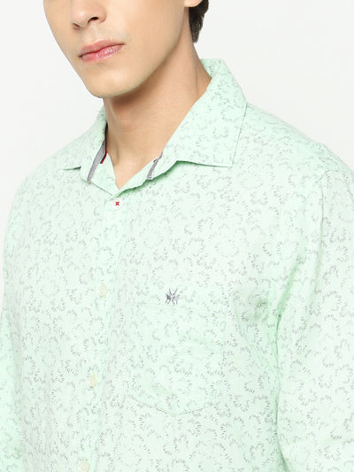 Green Printed 100% Cotton Shirt-Men Shirts-Crimsoune Club