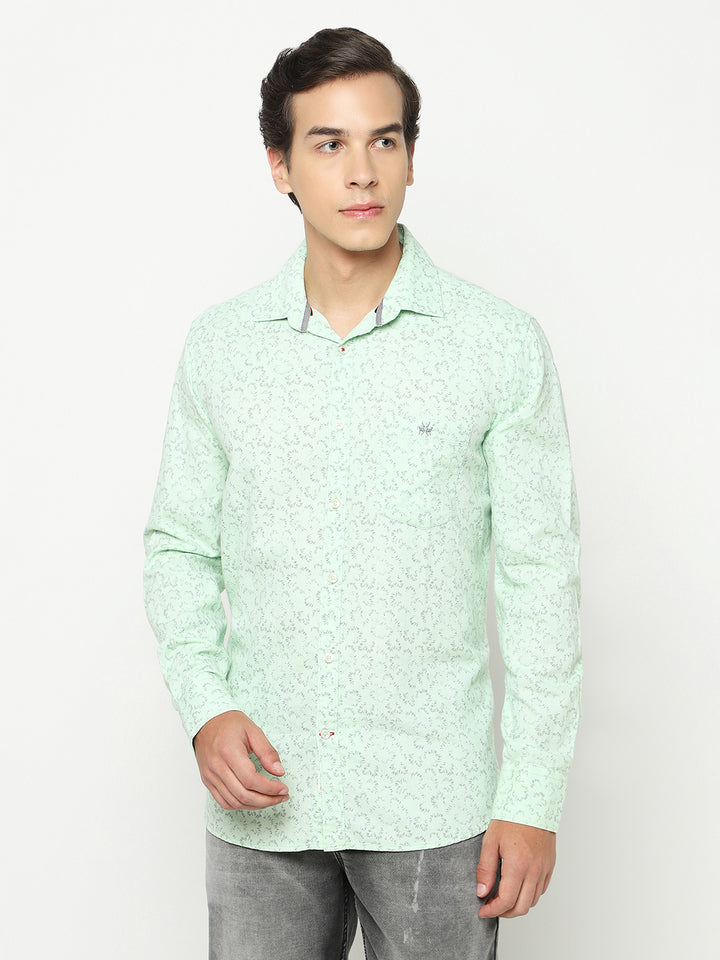 Green Printed 100% Cotton Shirt-Men Shirts-Crimsoune Club