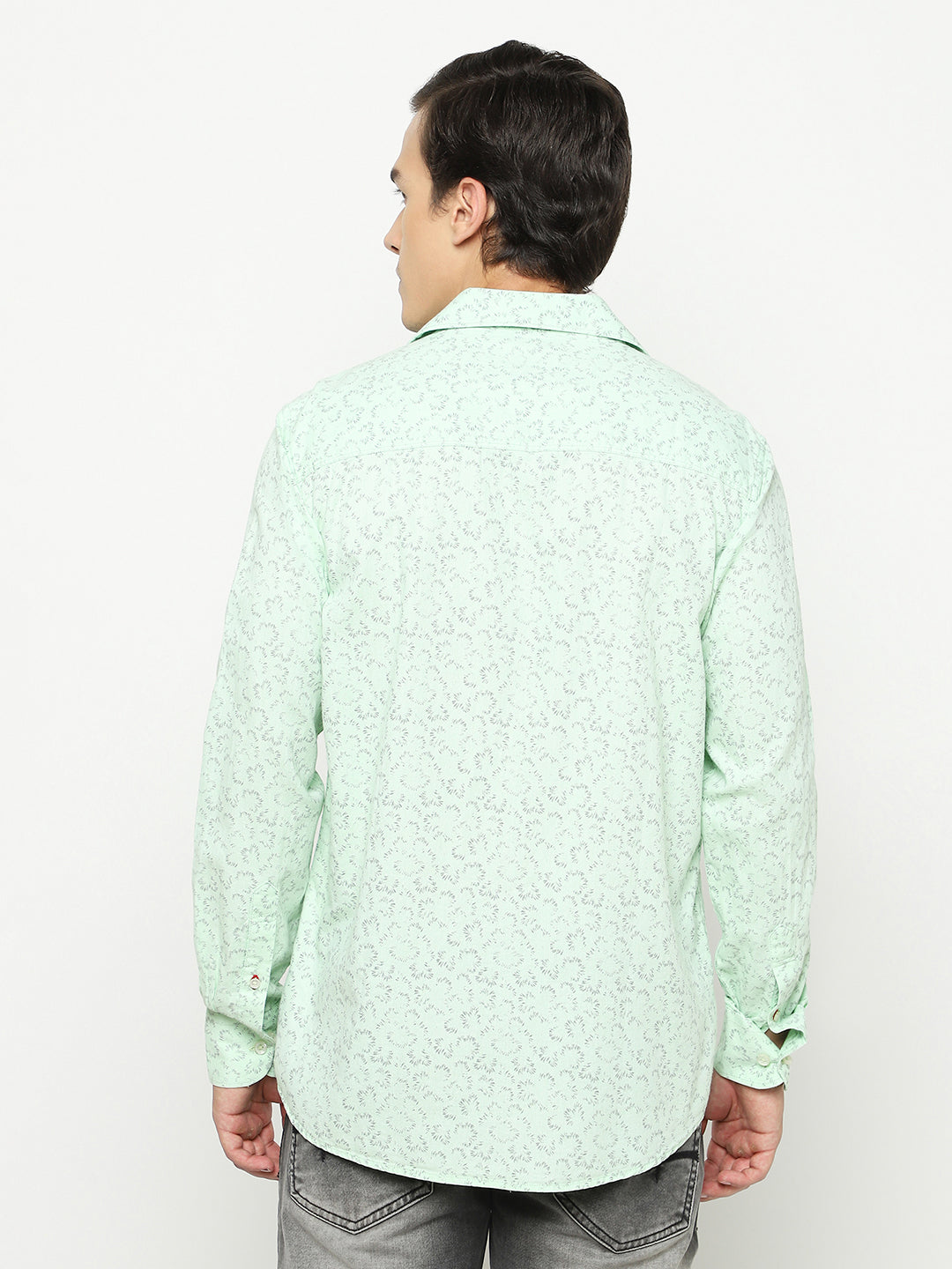 Green Printed 100% Cotton Shirt-Men Shirts-Crimsoune Club