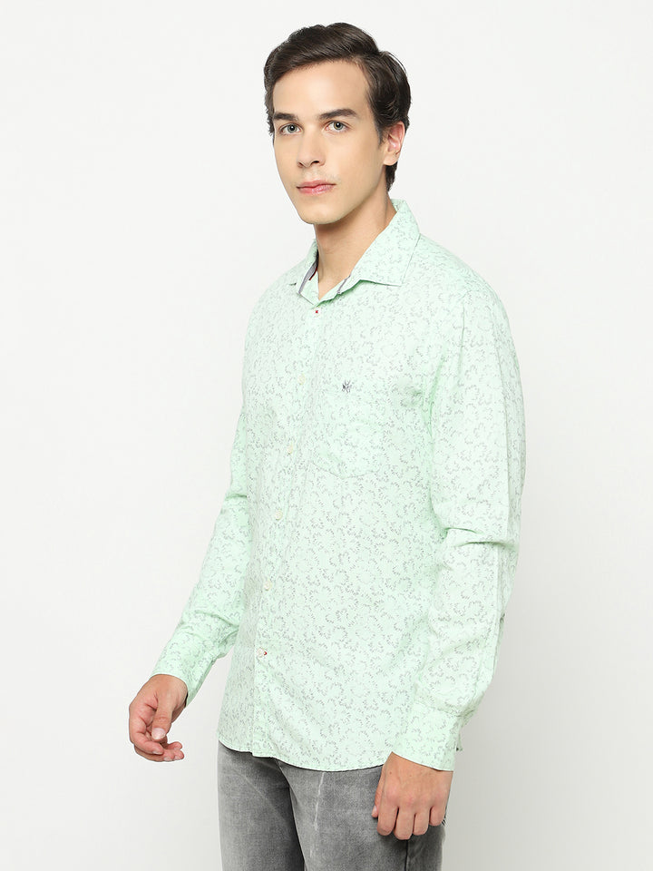 Green Printed 100% Cotton Shirt-Men Shirts-Crimsoune Club