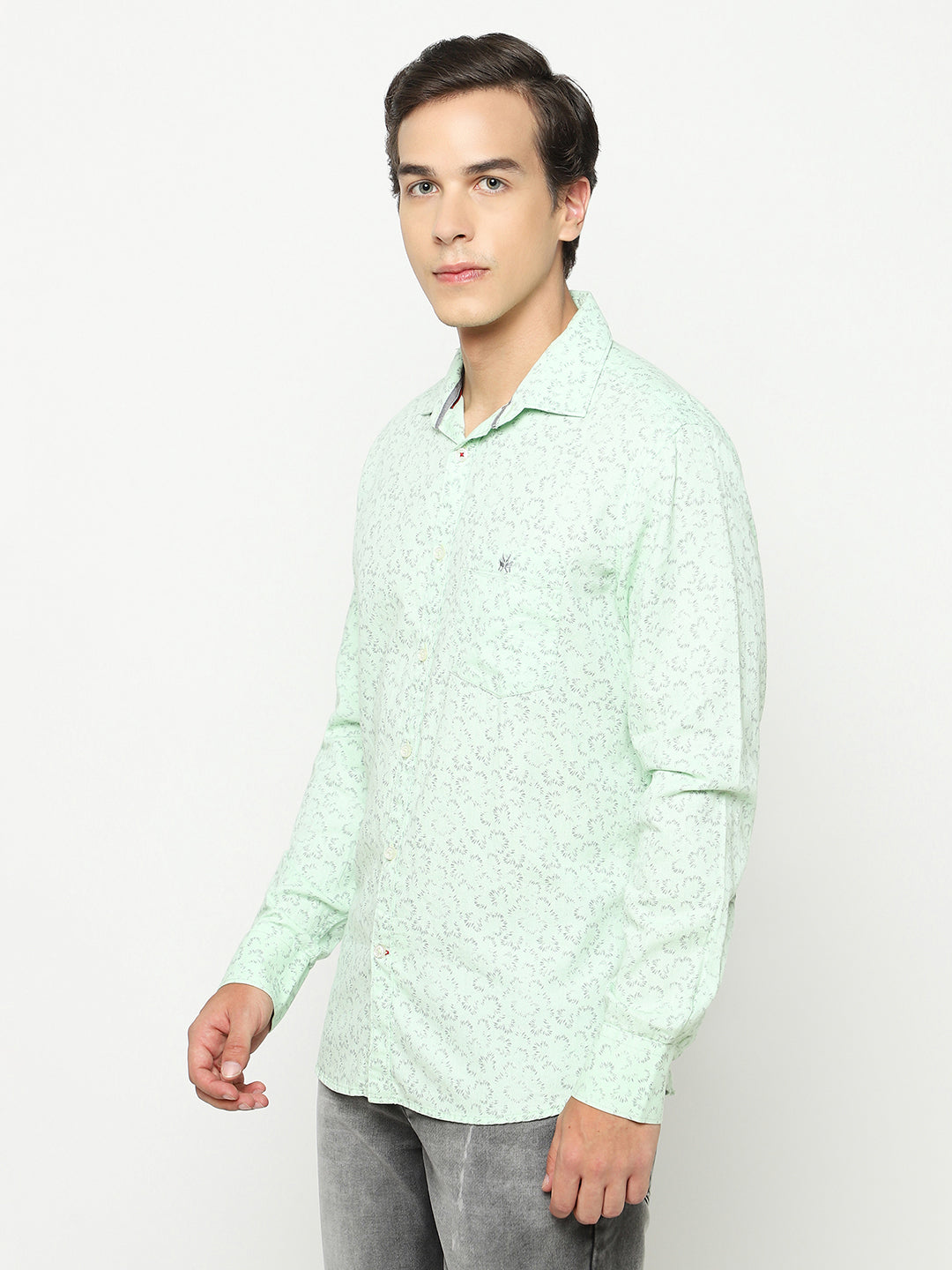Green Printed 100% Cotton Shirt-Men Shirts-Crimsoune Club