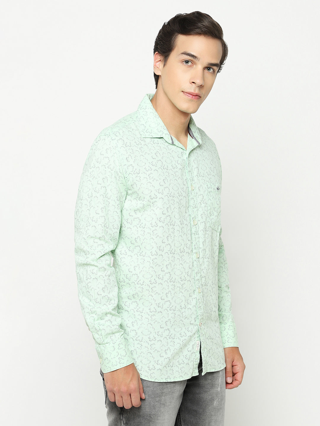 Green Printed 100% Cotton Shirt-Men Shirts-Crimsoune Club