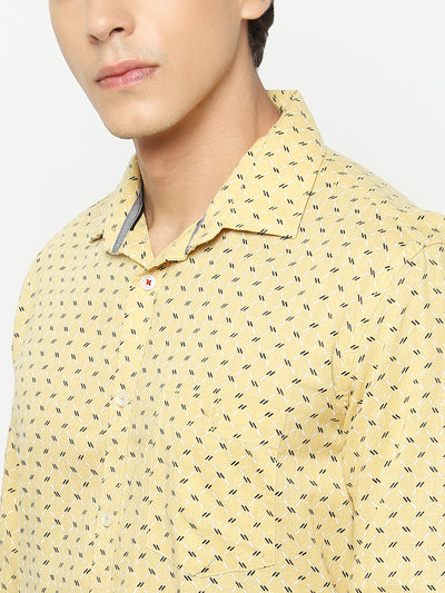 Yellow Printed Shirt-Men Shirts-Crimsoune Club
