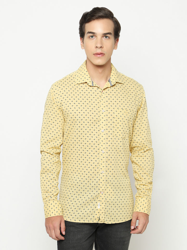 Yellow Printed Shirt-Men Shirts-Crimsoune Club