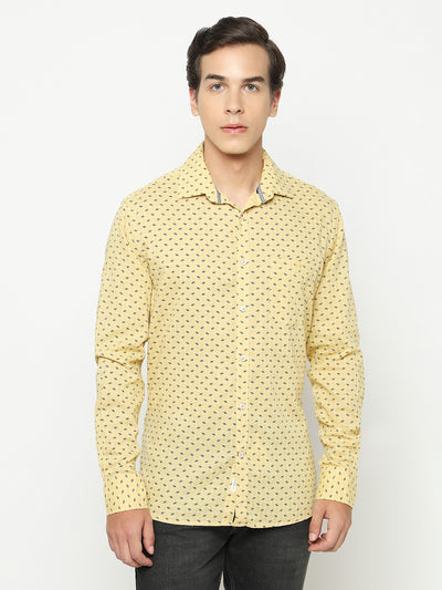 Yellow Printed Shirt-Men Shirts-Crimsoune Club
