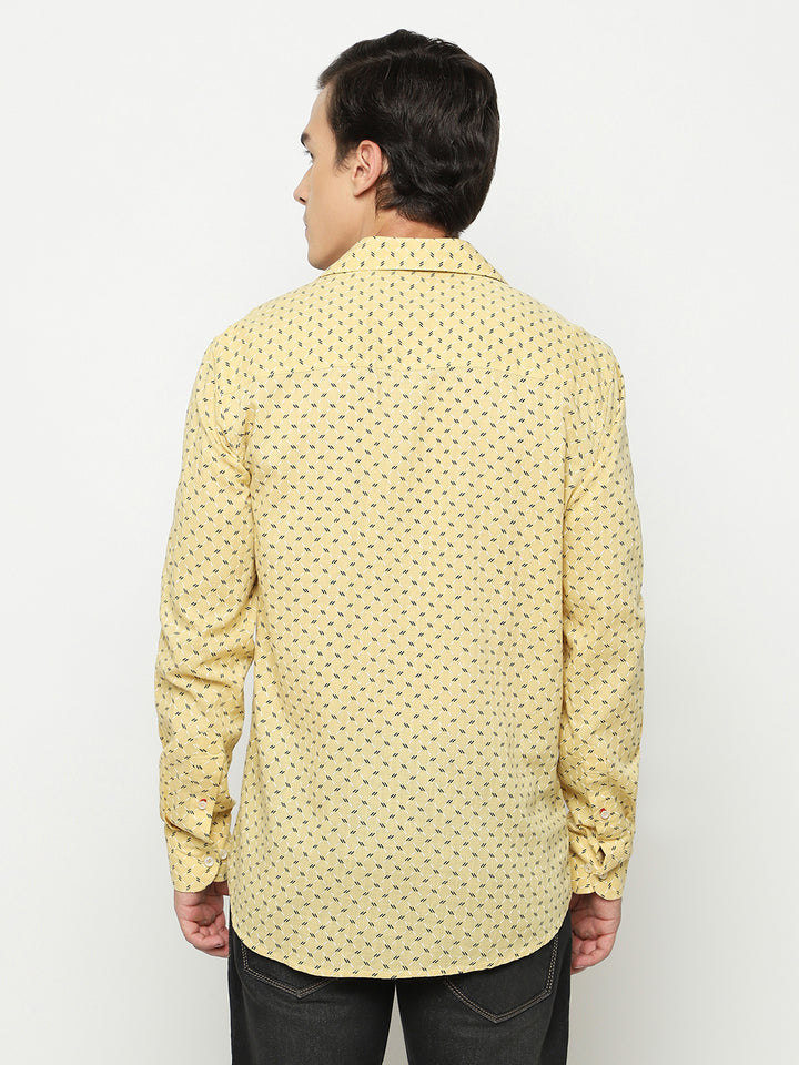 Yellow Printed Shirt-Men Shirts-Crimsoune Club