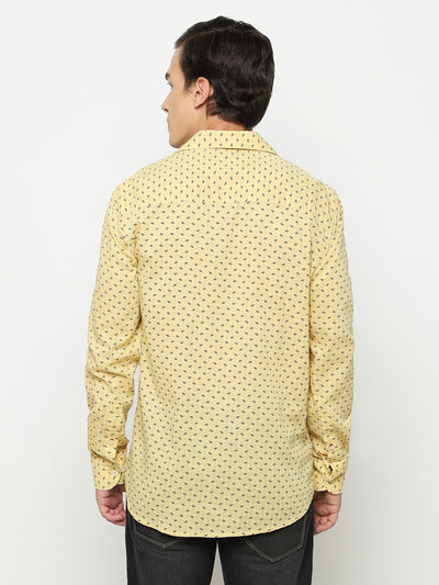 Yellow Printed Shirt-Men Shirts-Crimsoune Club