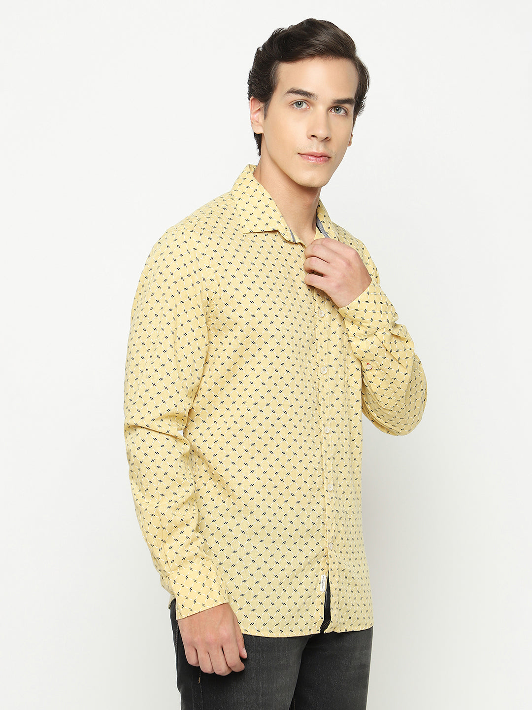 Yellow Printed Shirt-Men Shirts-Crimsoune Club