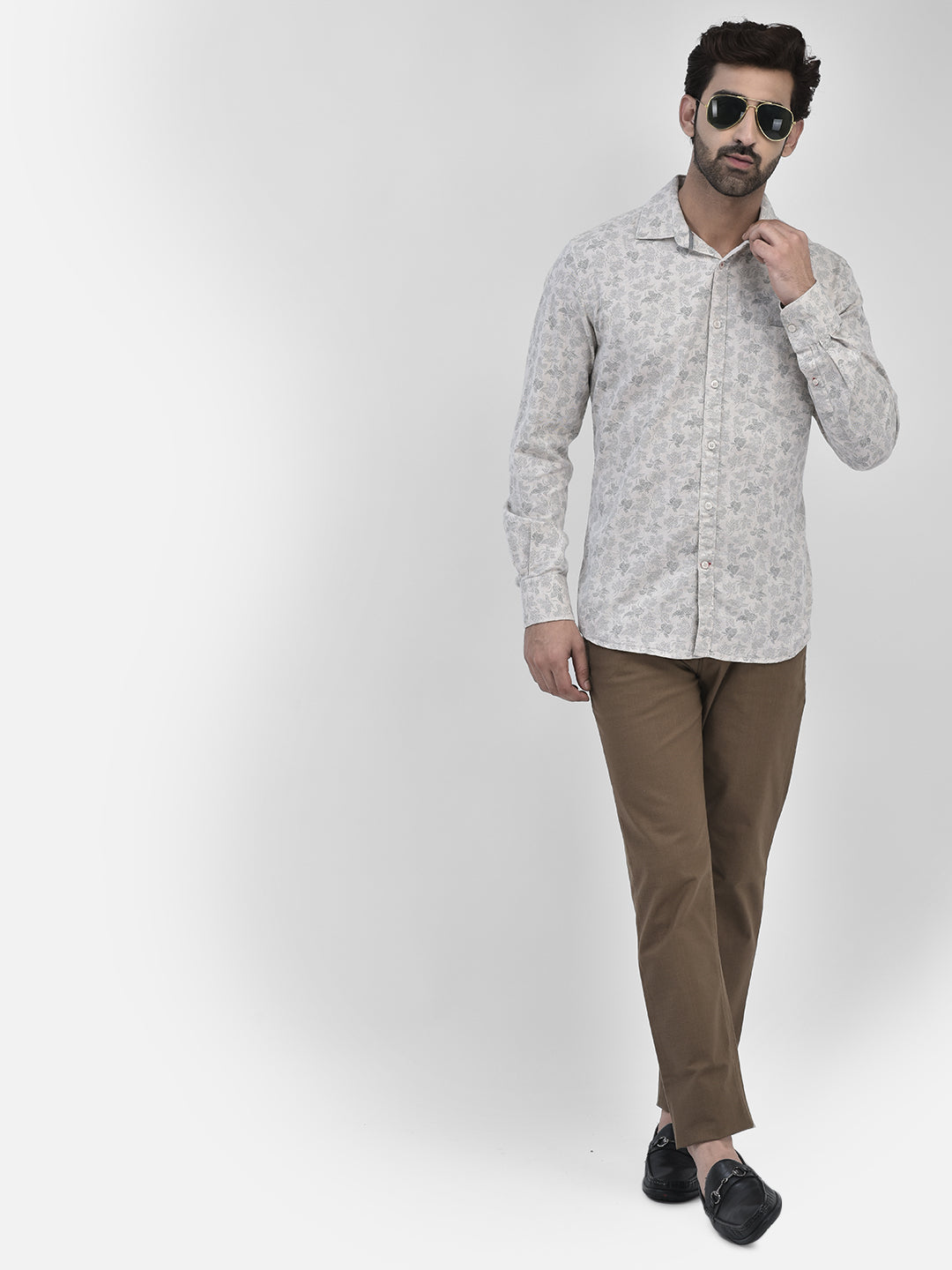 Floral Beige Shirt-Men Shirts-Crimsoune Club