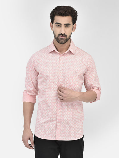 Printed Peach Shirt-Men Shirts-Crimsoune Club