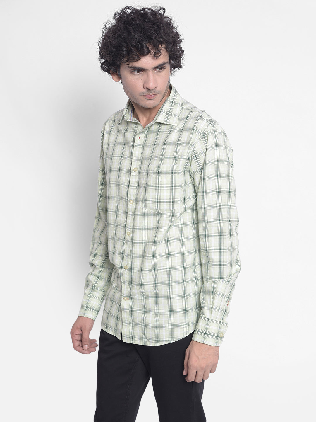 Green Checked Shirt-Men Shirts-Crimsoune Club