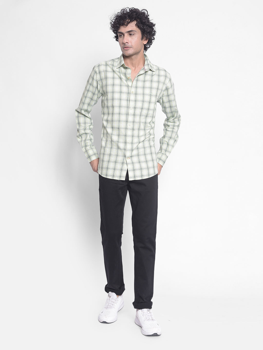 Green Checked Shirt-Men Shirts-Crimsoune Club