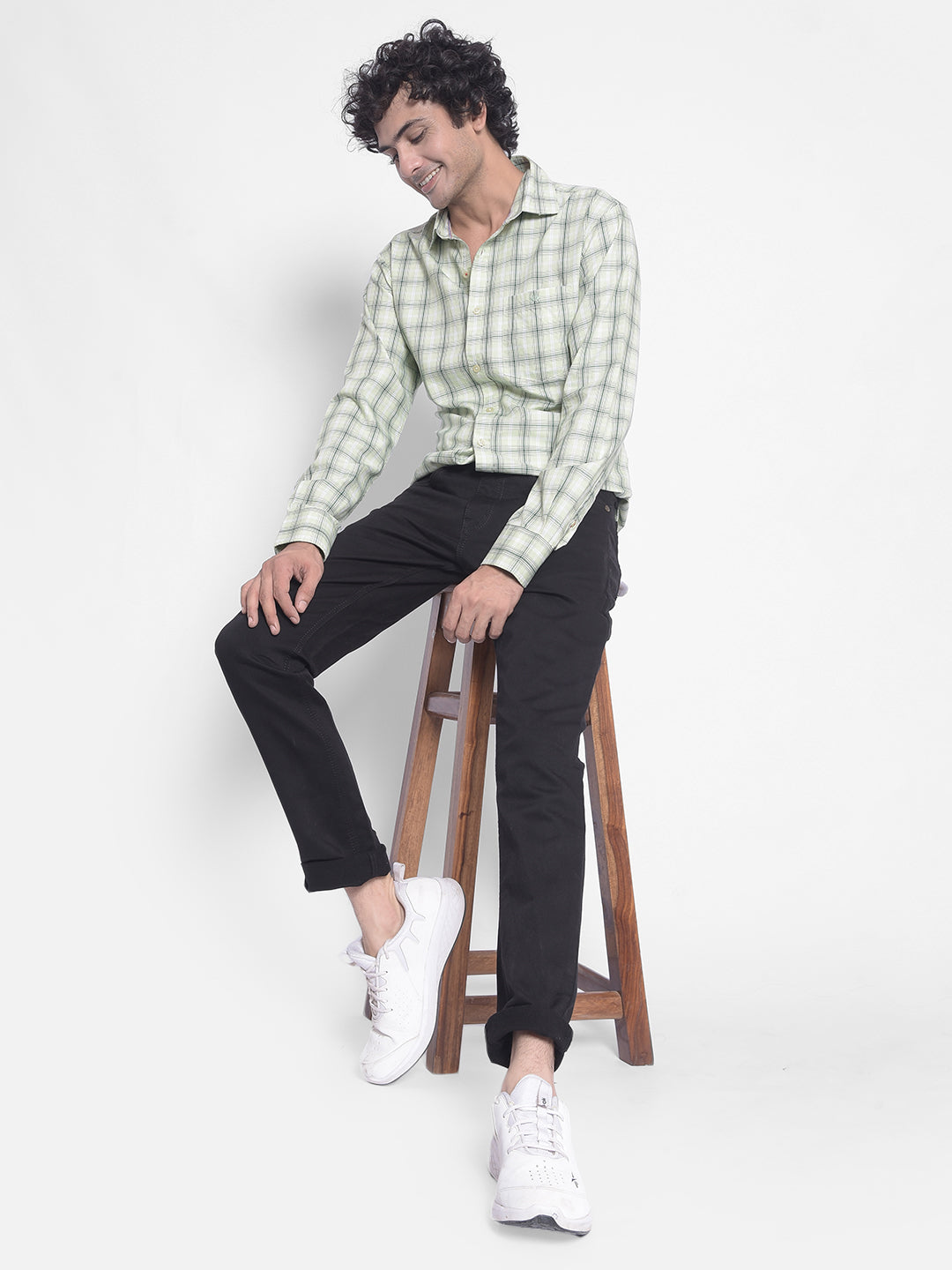 Green Checked Shirt-Men Shirts-Crimsoune Club