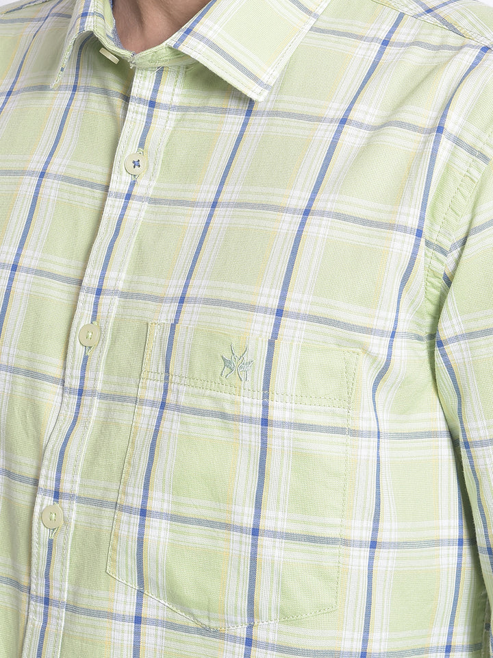 Green Checked Shirt-Men Shirts-Crimsoune Club
