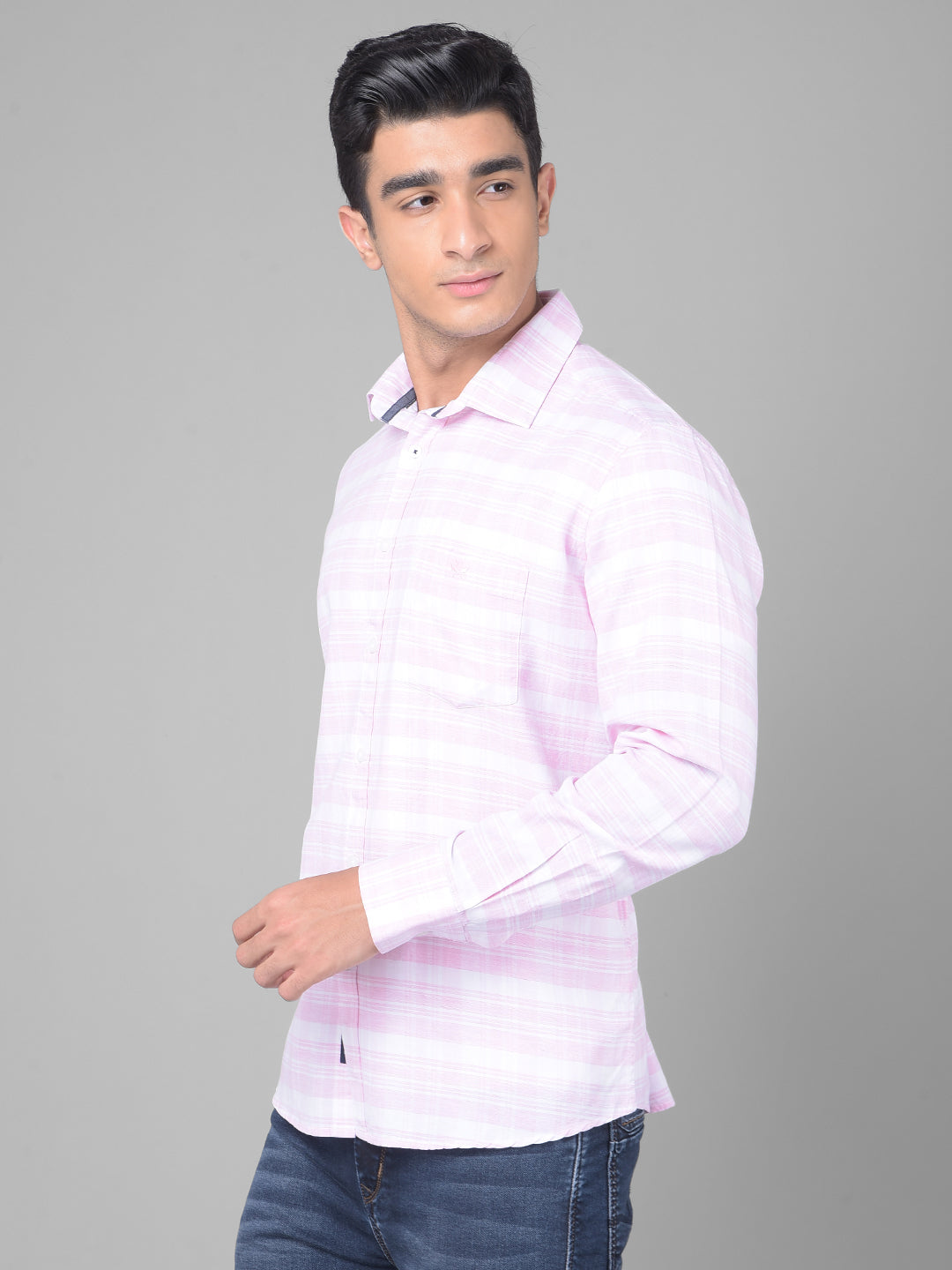 Pink Striped Shirt-Men Shirts-Crimsoune Club