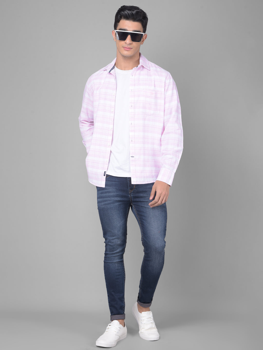 Pink Striped Shirt-Men Shirts-Crimsoune Club