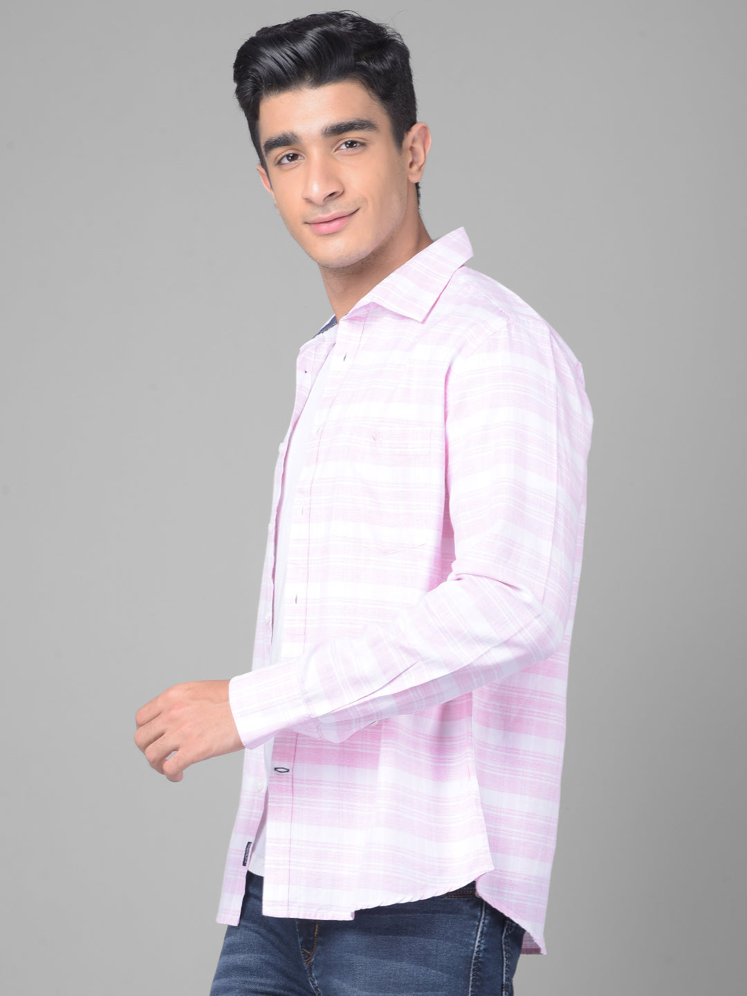 Pink Striped Shirt-Men Shirts-Crimsoune Club