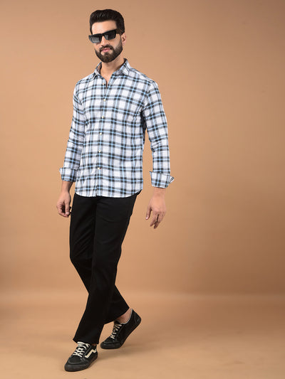 Blue Checked Kurta-Men Kurtas-Crimsoune Club
