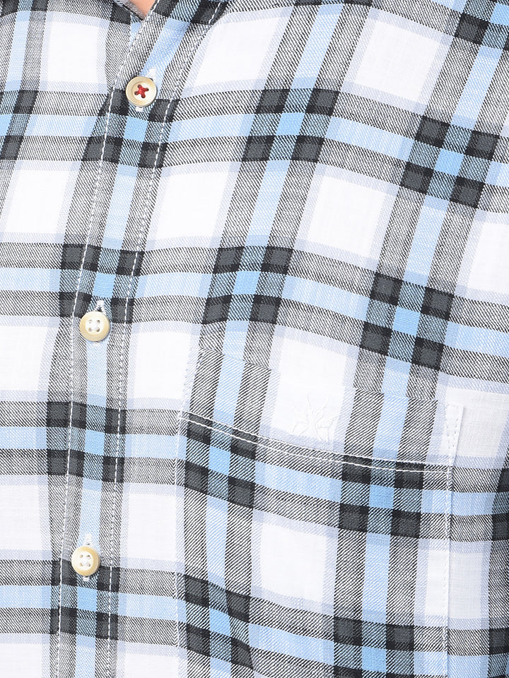 Blue Checked Kurta-Men Kurtas-Crimsoune Club