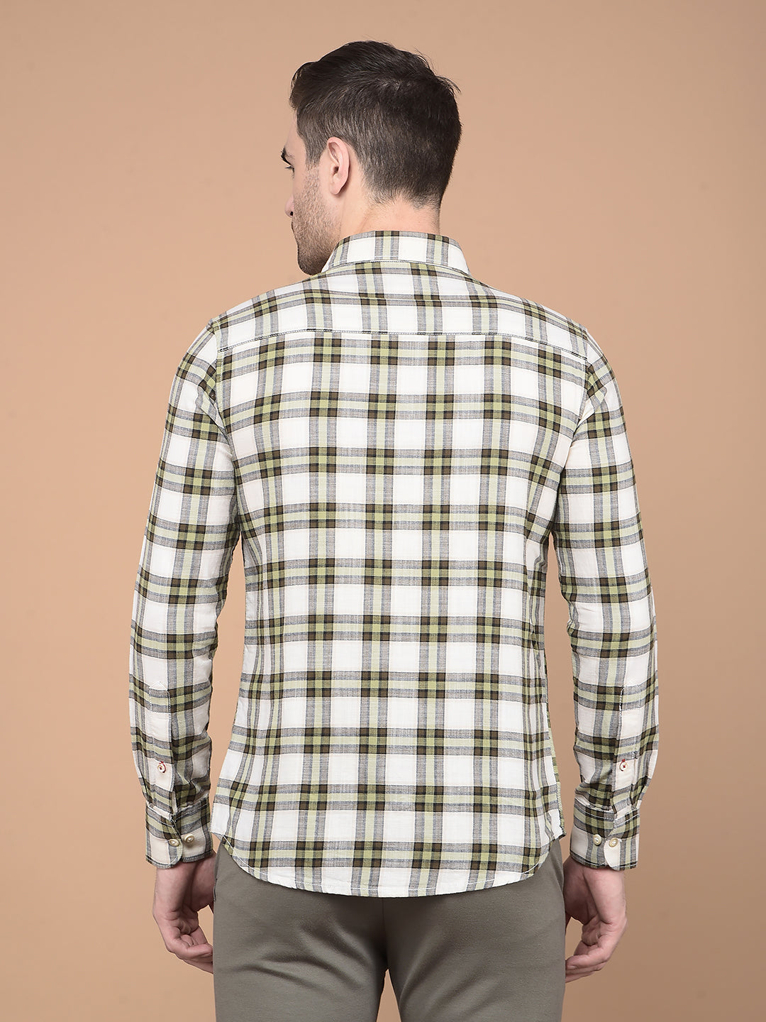 Olive Checked Shirt-Men Shirts-Crimsoune Club