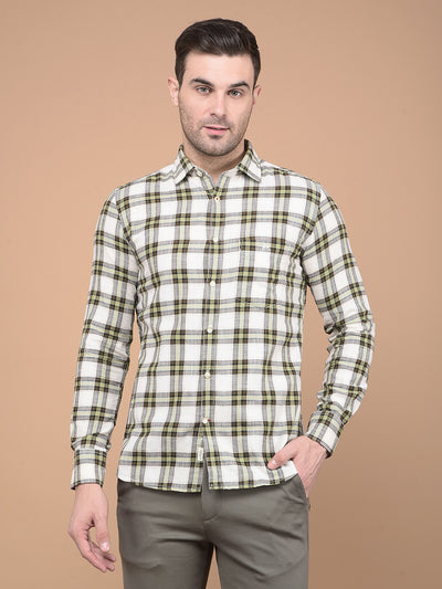 Olive Checked Shirt-Men Shirts-Crimsoune Club
